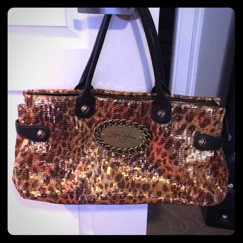 Vintage Betsey Johnson Leopard Sequin Handbag EUC